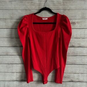 Women's Red Long sleeve Bodysuit